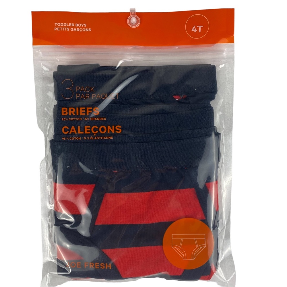 NWT Joe Fresh 3 Pack Boy's Brief Style Underwear - Size 4T